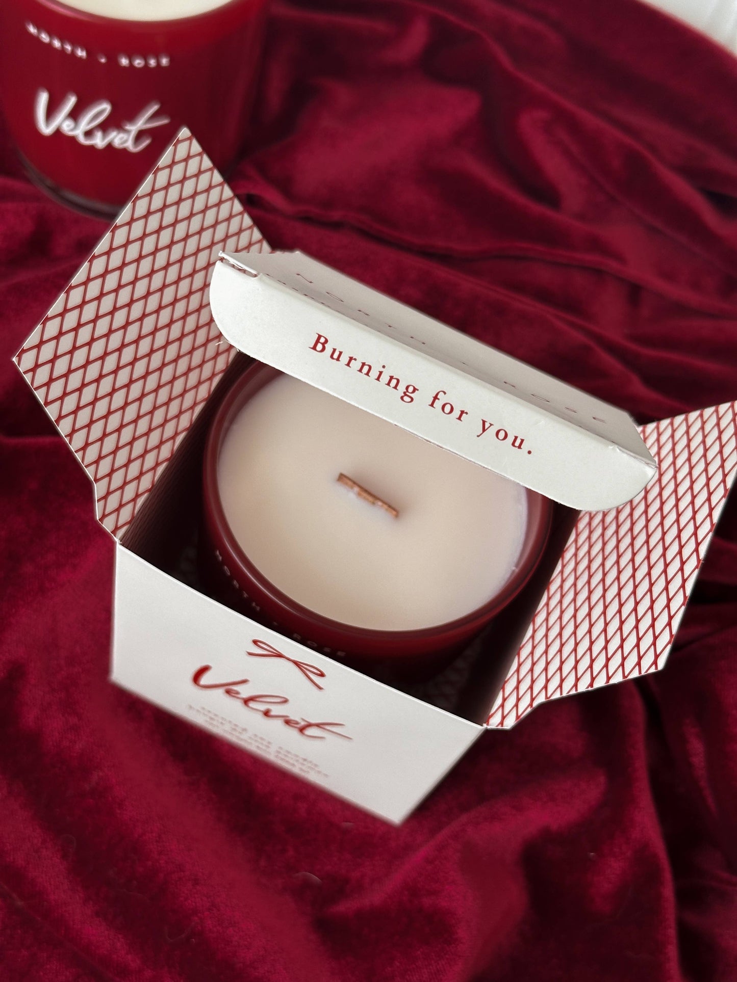 Velvet - Valentine's Day Soy Wax Candle - 8oz Red Jar