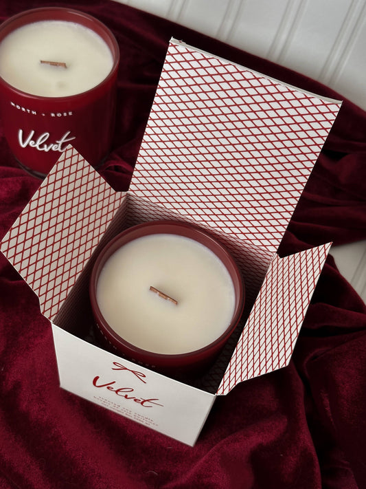 Velvet - Valentine's Day Soy Wax Candle - 8oz Red Jar