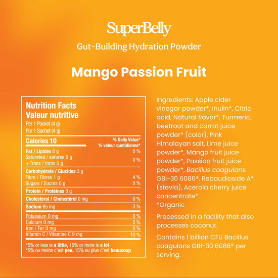 SuperBelly Hydration & Gut Mix, Mango Passionfruit
