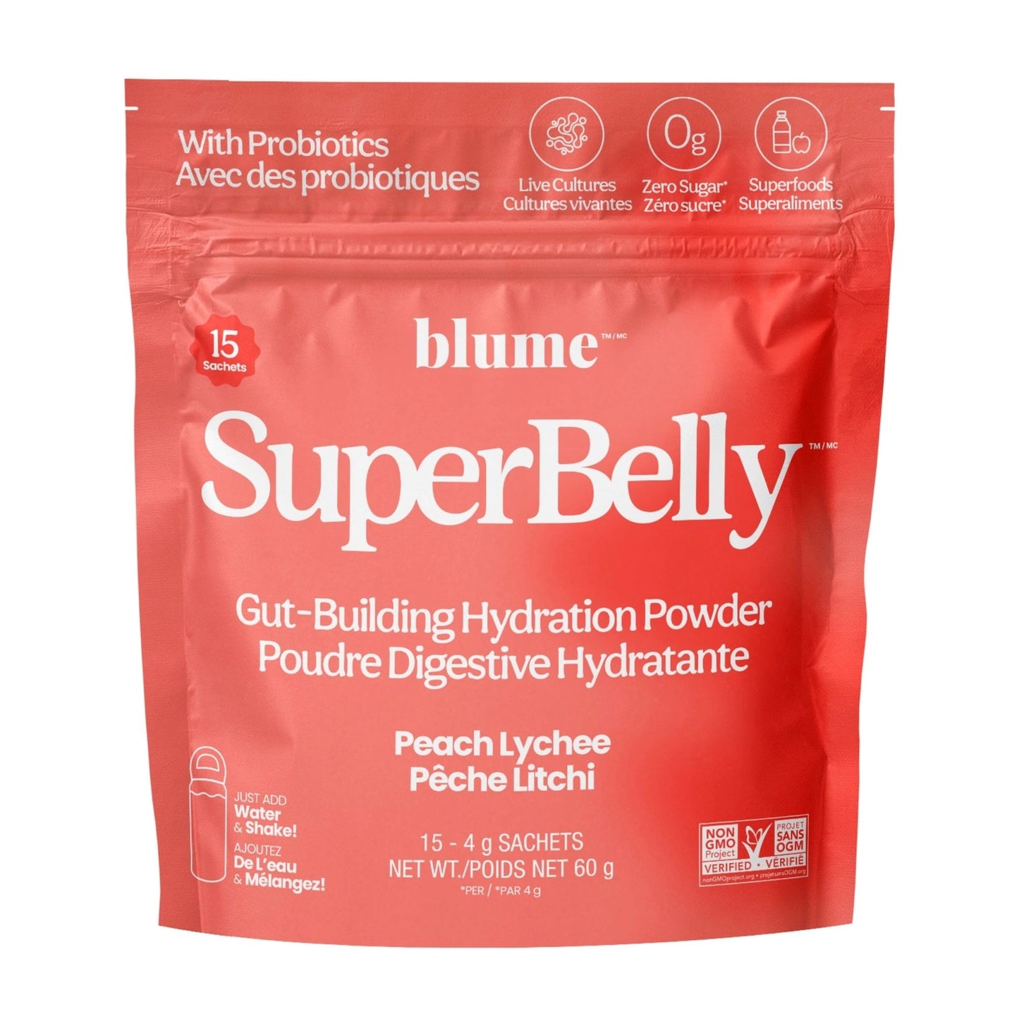 SuperBelly Hydration & Gut Mix, Peach-Lychee