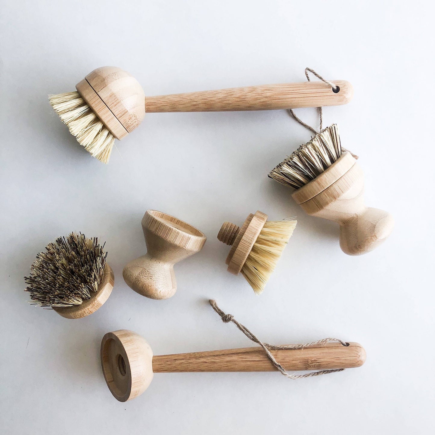 Natural Bamboo Sisal Dish Brush With Replaceable Head