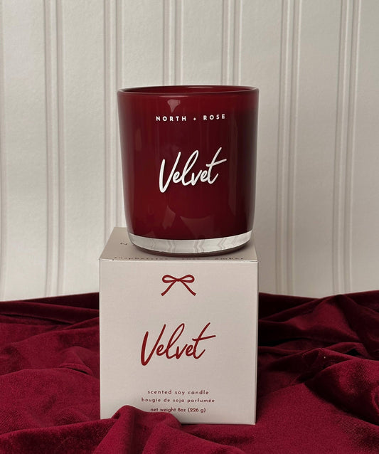 Velvet - Valentine's Day Soy Wax Candle - 8oz Red Jar