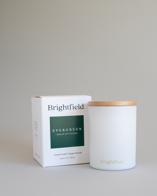 Evergreen Sustainable Coconut Soy Candle with Wooden Wick
