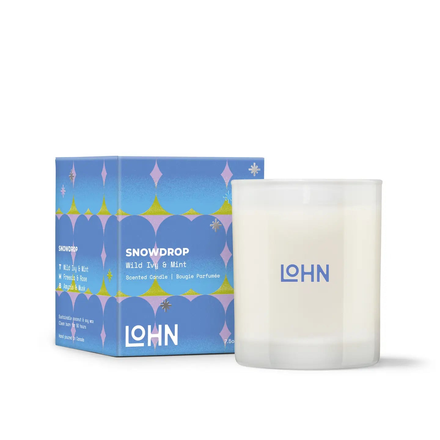 LOHN Holiday Candle- SNOWDROP Wild Ivy & Mint